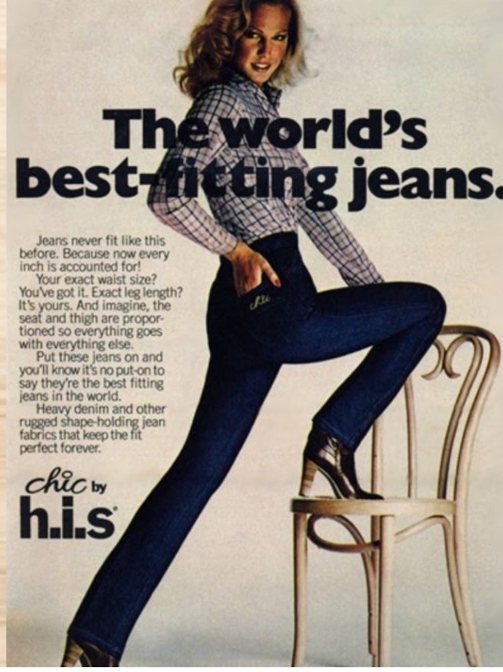 Chic Vintage 70s 80s Blue Denim Boot Cut Jeans